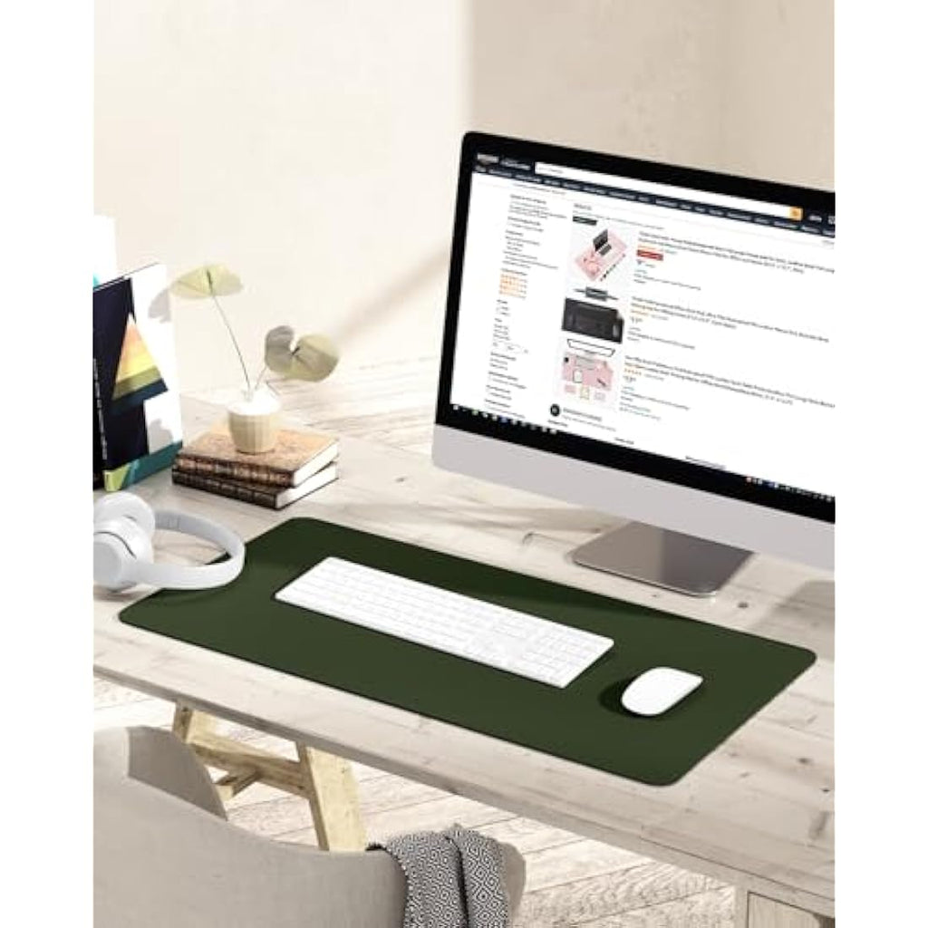 YSAGi Leather Desk Pad – Waterproof Non-Slip Office Writing Mat, Pine Green