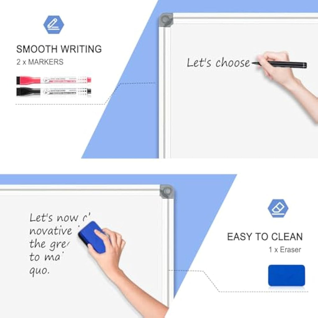 DOLLAR BOSS Magnetic Whiteboard | 30x40cm Double-Sided Dry Erase Board