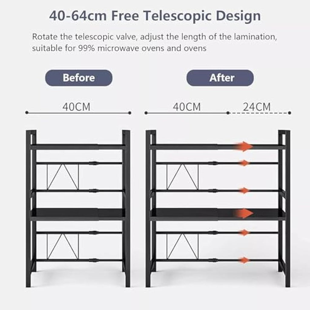 Jolof Store Expandable 3-Tier Microwave Rack – Adjustable Kitchen Shelf