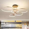 YYUTLUO Modern LED Ceiling Light – 108W Gold 5-Ring Dimmable Chandelier