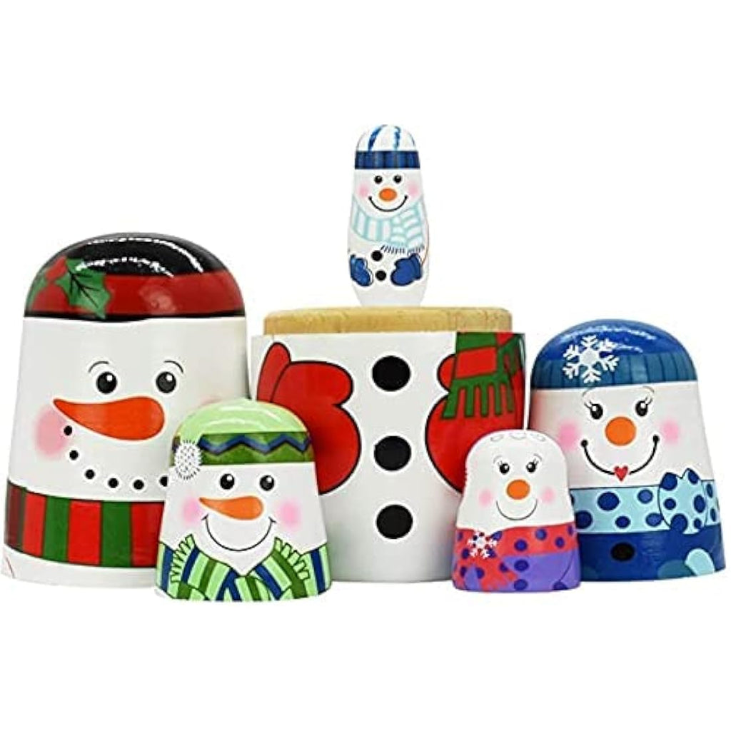 HYCLES Snowman Nesting Dolls | Wooden Matryoshka Toys for Kids Gifts
