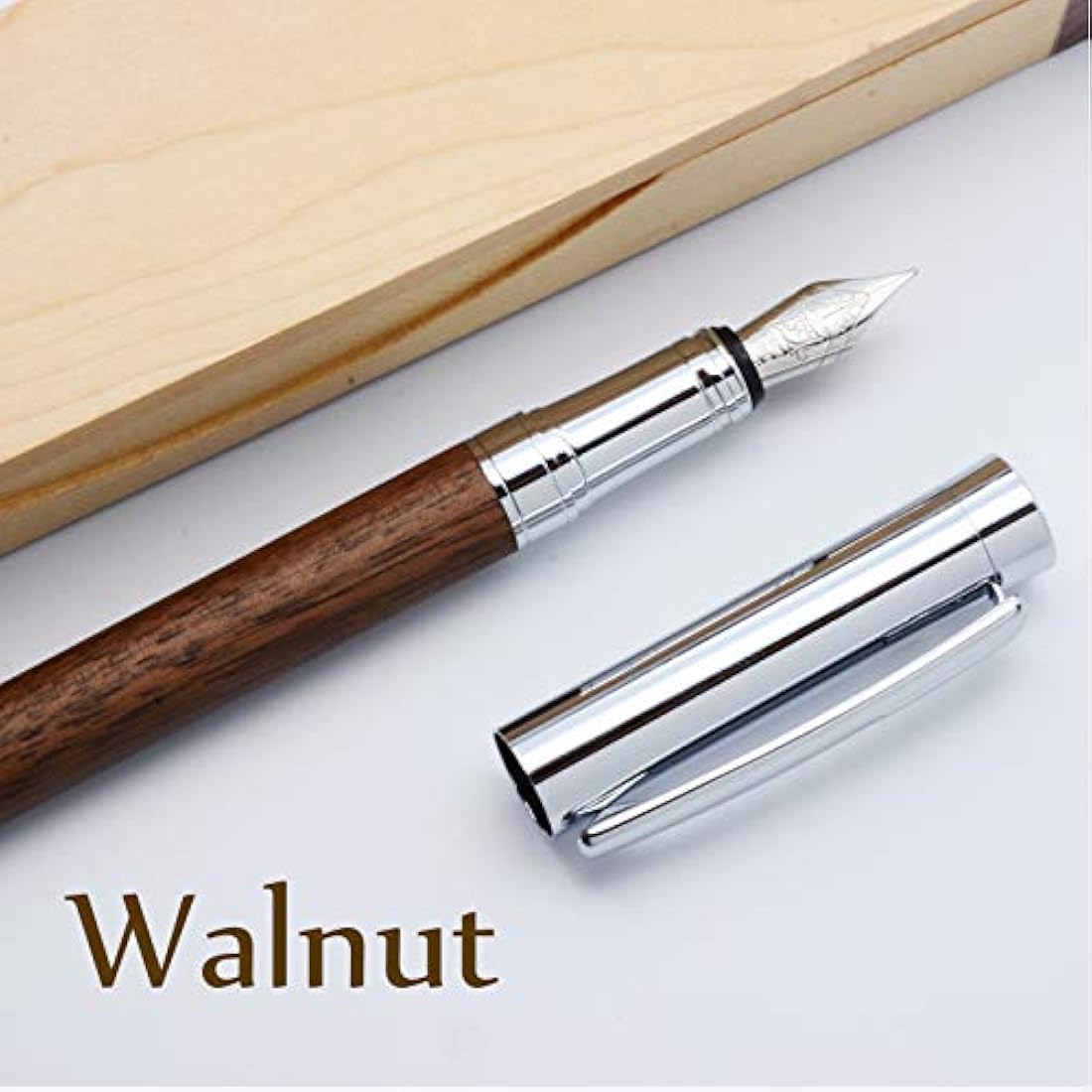 LACHIEVA Luxury Walnut Wood Fountain Pen with German Fine Nib