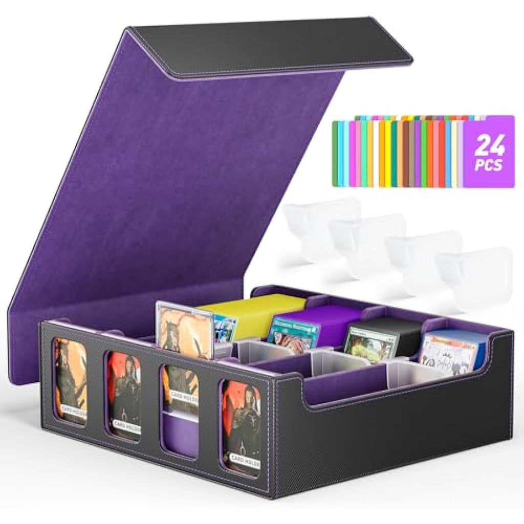 Hot Bee 2400+ Card Deck Box | PU Leather TCG Storage Case - Purple