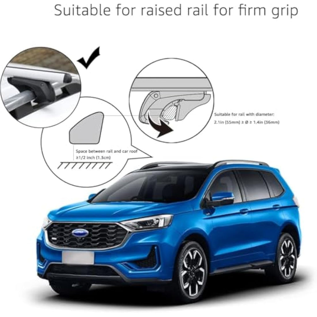 Aluminum Roof Rack Cross Bars – 142cm Anti-Theft Pack of 2