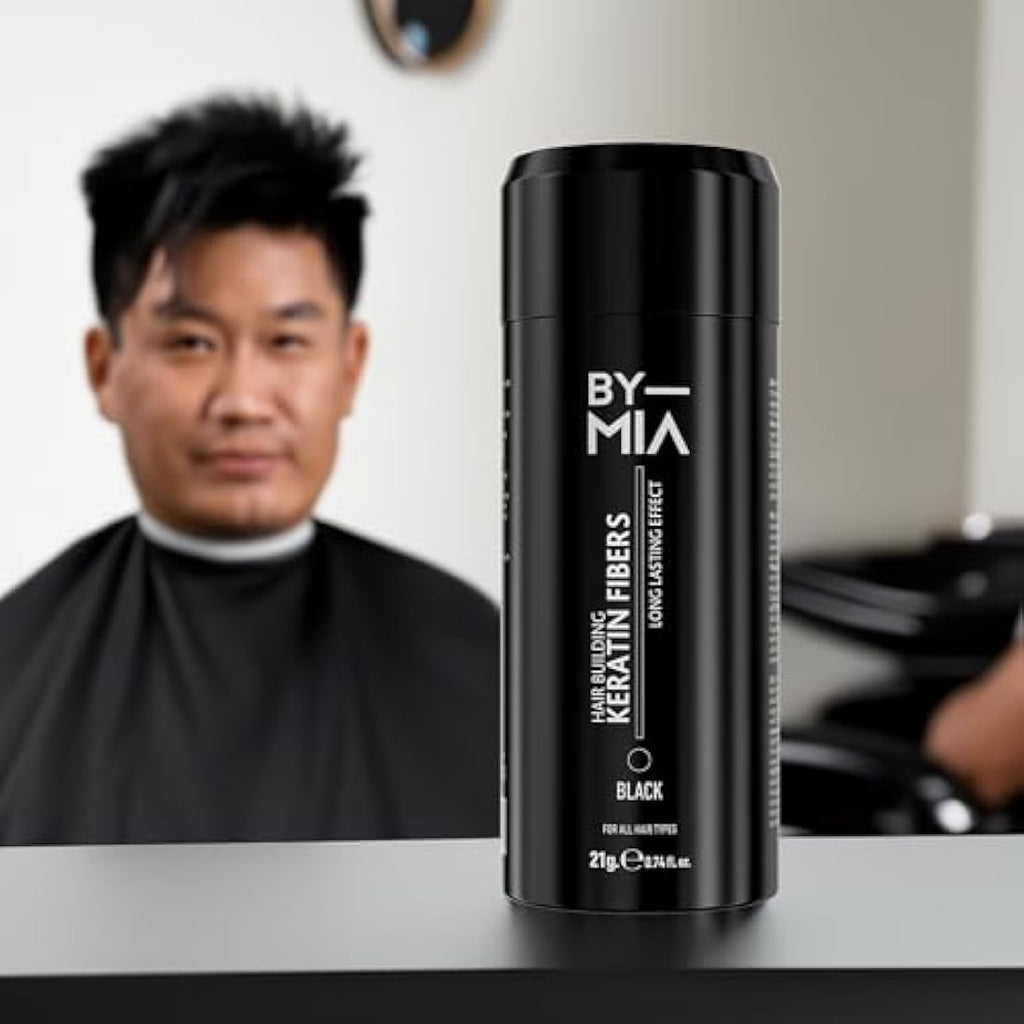 BY MIA Hair Building Keratin Fibers - Black 21g Hair Loss Concealer