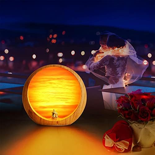 Mamre Sunset Lamp – Dimmable Wood Grain Table Lamp for Romantic Decor