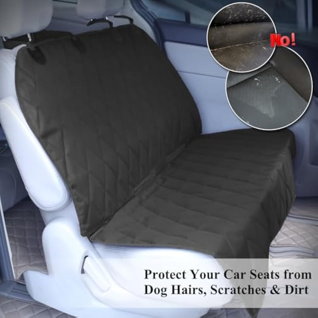 VIVAGLORY Dog Seat Cover | Anti-Slip Waterproof Backseat Protector, Black, S