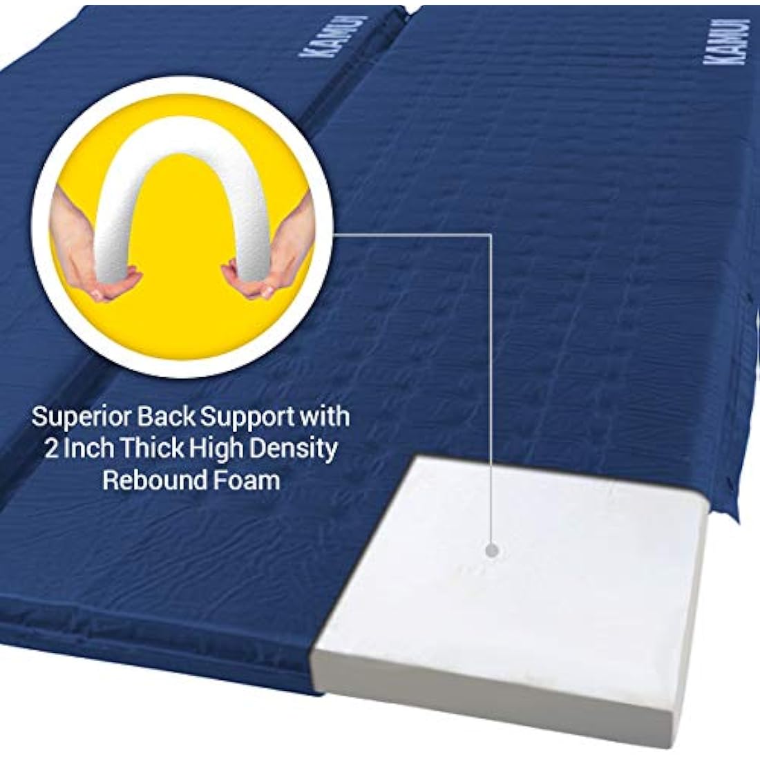 KAMUI Self-Inflating Sleeping Mat | 5cm Thick Foam Camping Pad - Blue