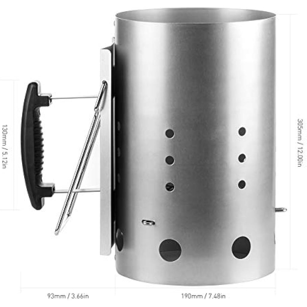 Charcoal Chimney Starter with Safety Handle for BBQ Grills