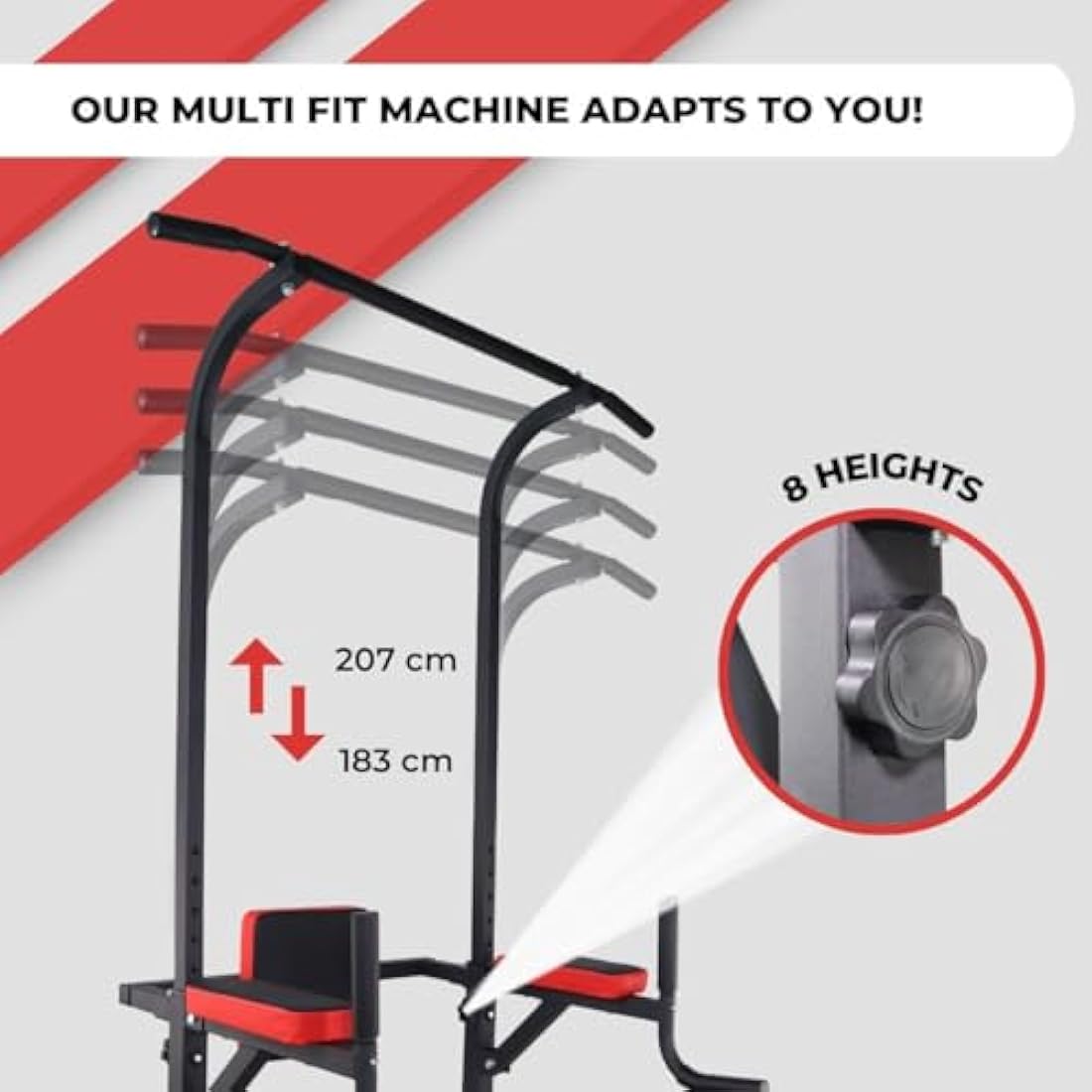 Mobiclinic Power Tower Dip Station | Adjustable Home Gym Pull-Up Bar