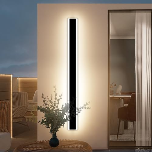Mikeru 150cm LED Outdoor Wall Light | IP65 Waterproof Black Sconce