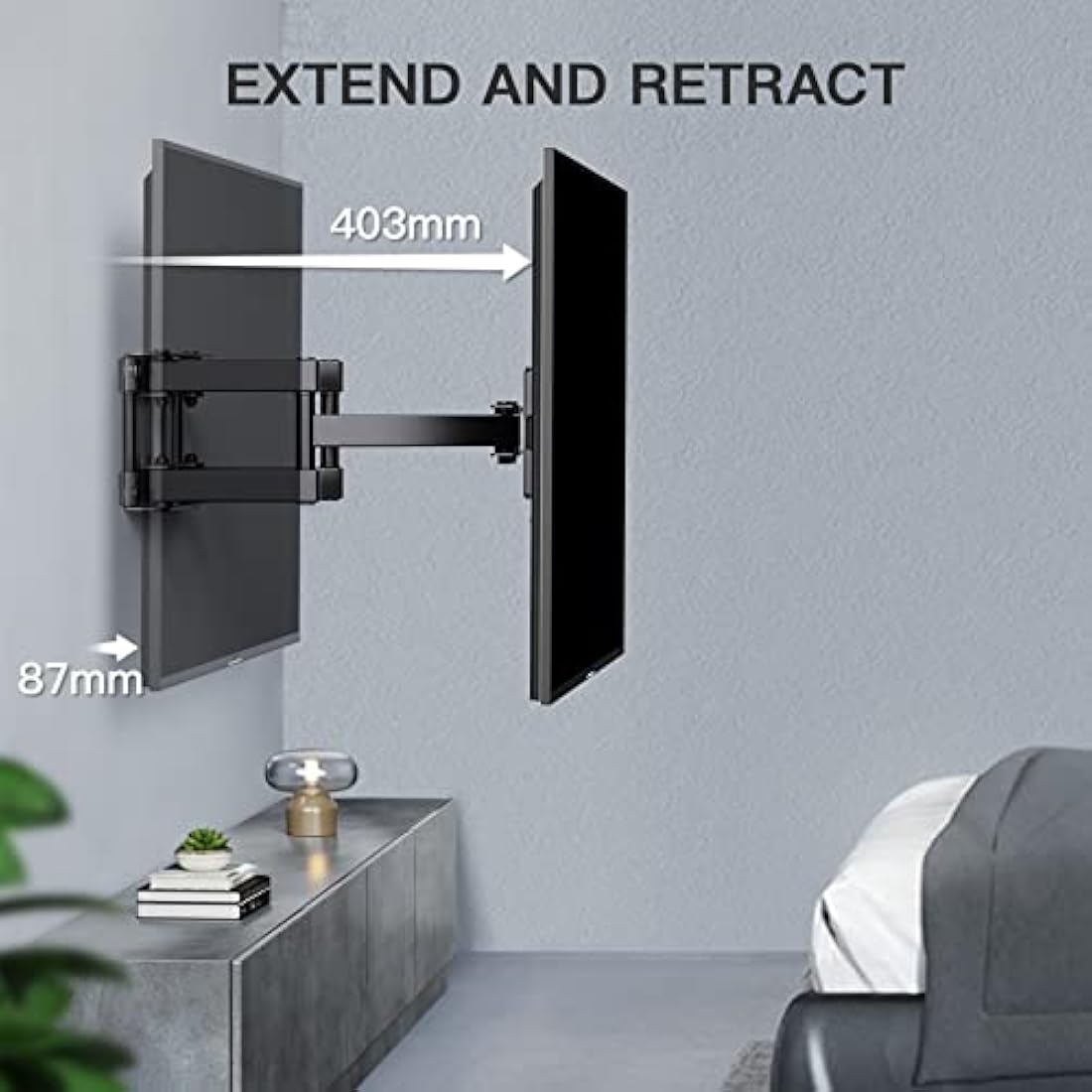 PERLESMITH Full Motion TV Wall Mount | Swivel Tilt for 26-70 Inch TVs