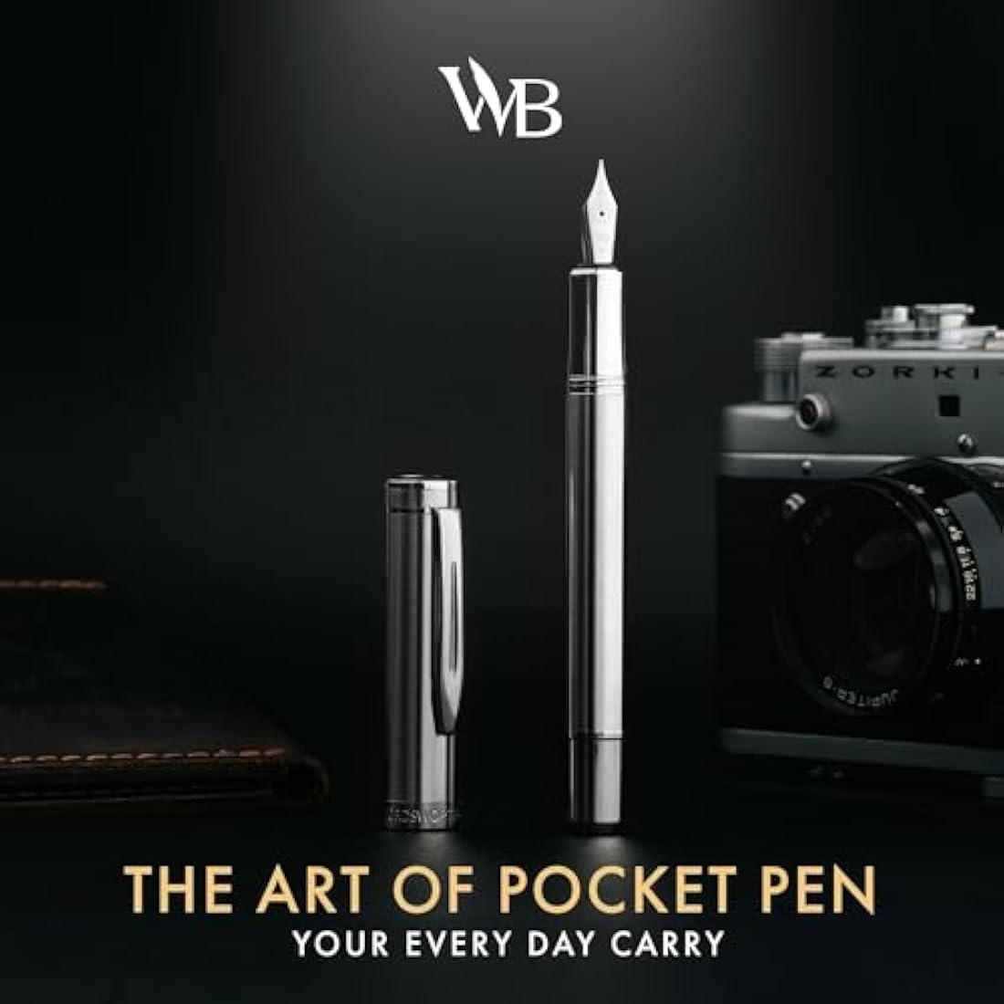 Wordsworth and Black Fountain Pen - Mini EDC Pocket Pen, Chrome Finish
