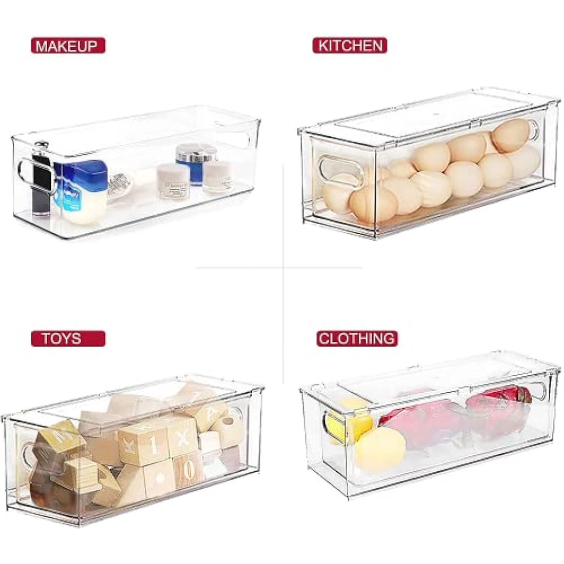 3-Pack Stackable Fridge Organizer Bins with Pull-out Drawers