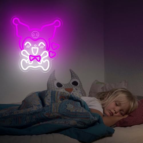 PILOYINDE Kuromi Anime Neon Sign | Purple LED Wall Light for Bedroom Decor