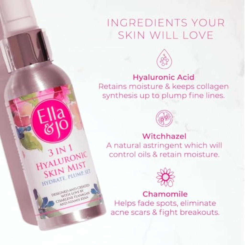 Ella & Jo Hyaluronic Face Mist – Hydrating & Plumping Facial Spray