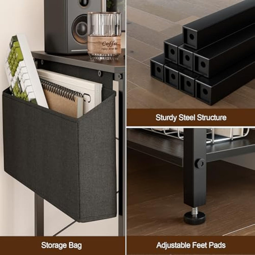 L-Shaped Gaming Desk – 100x80cm Corner Table with Shelves