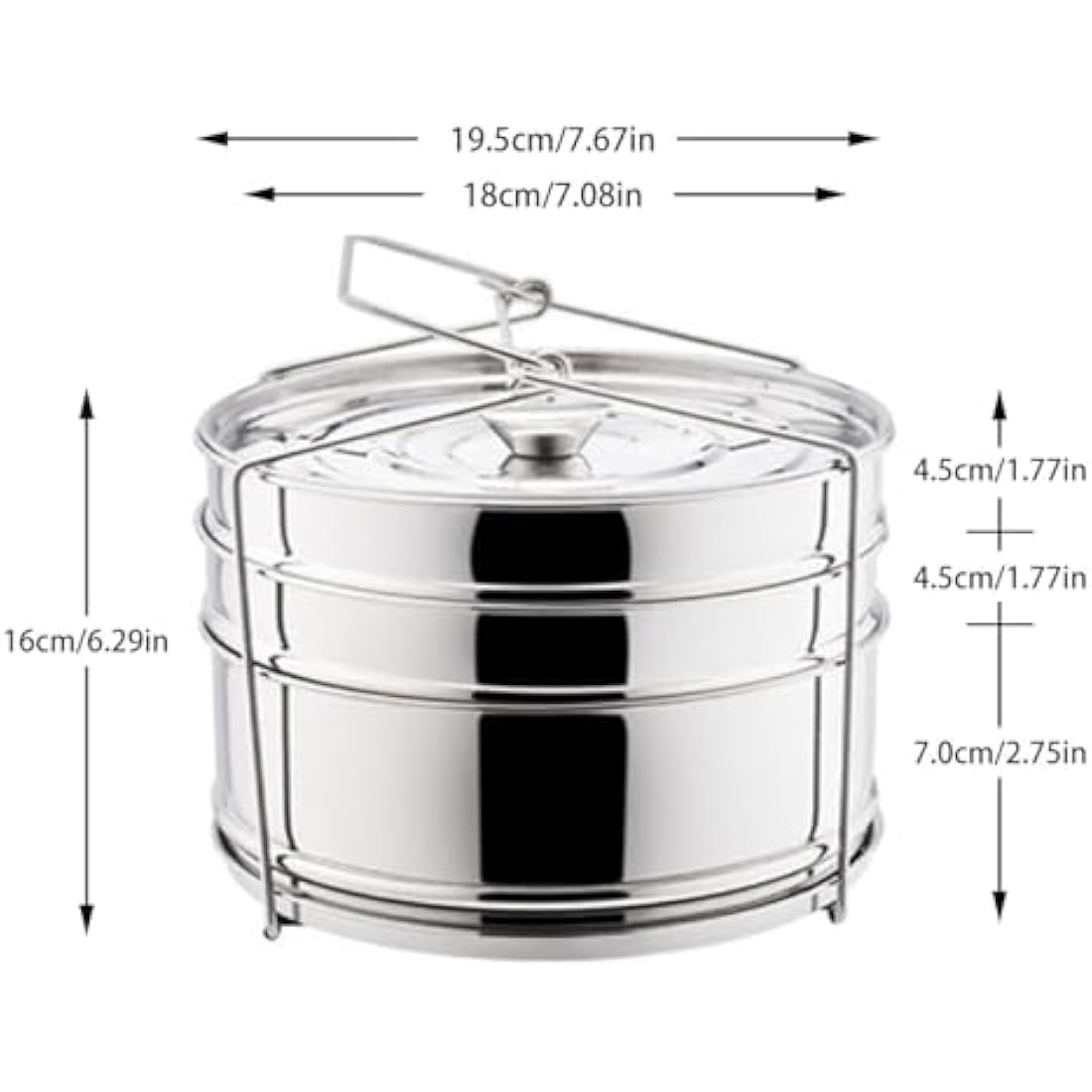 Ladieshow 3 Tier Stainless Steel Stackable Steamer Insert for Pressure Cooker