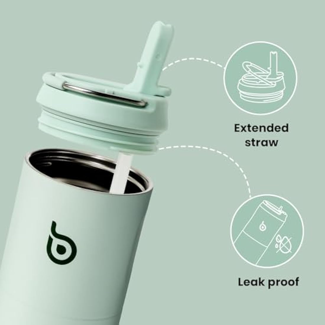 Insulated Stainless Steel Water Bottle with Straw - 700ml