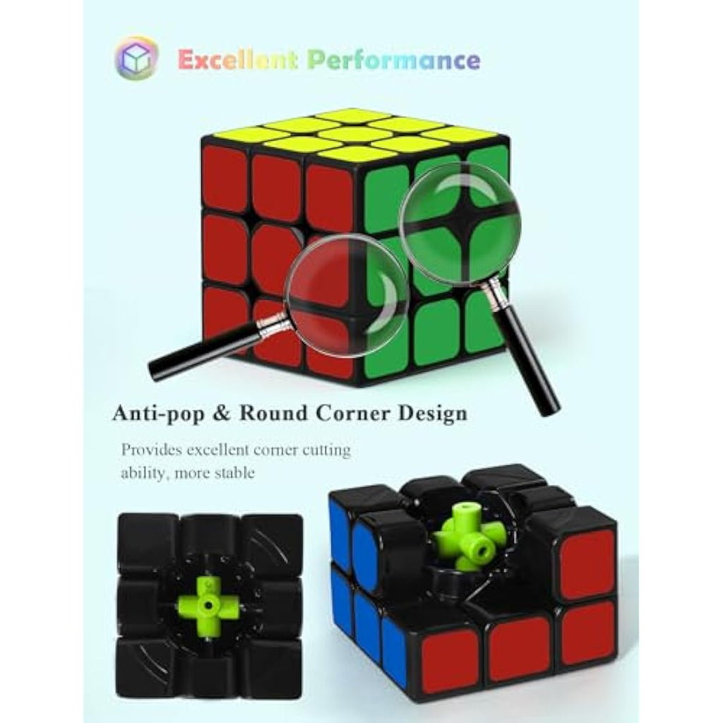 Roxenda Speed Cube Set | 2x2 3x3 4x4 Pyramid Magic Cube 4-Pack