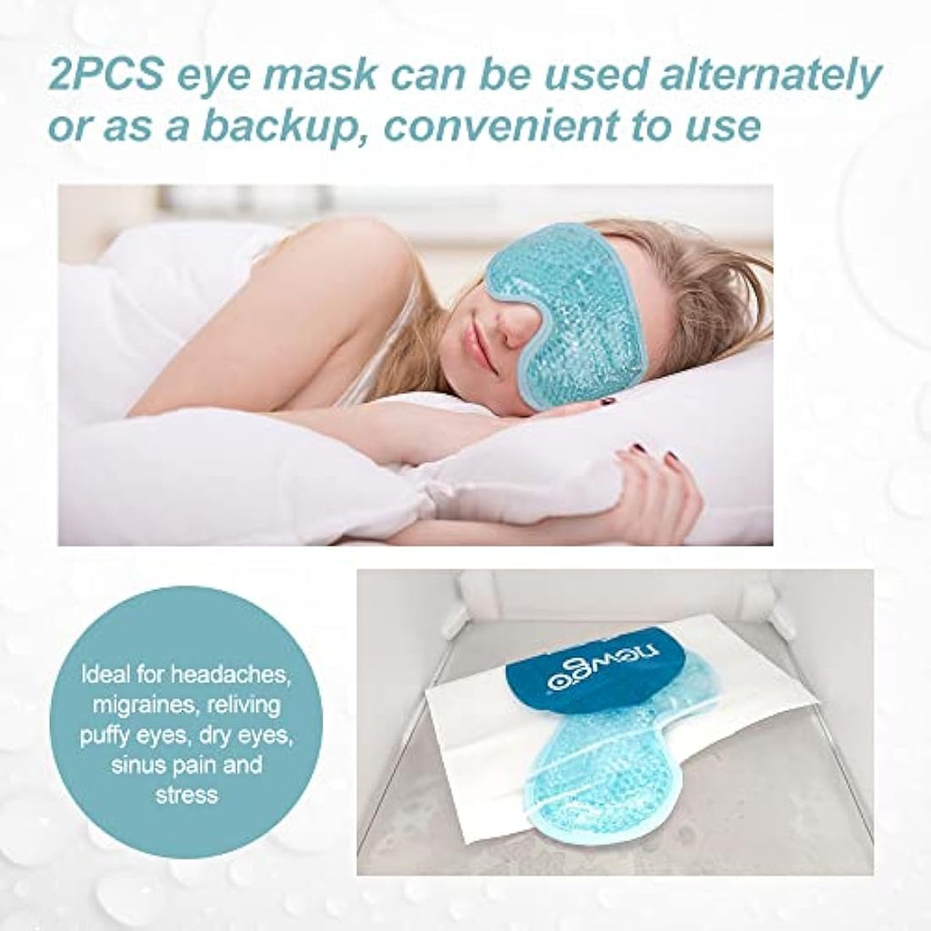 NEWGO Cooling Gel Eye Mask for Puffy Eyes and Migraine Relief – 2 Pack