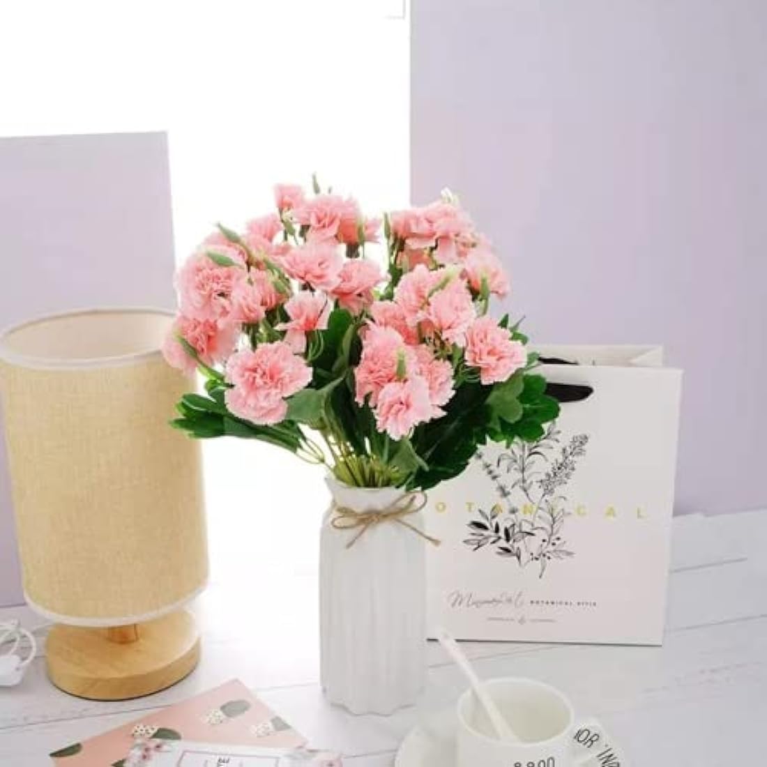 Artificial Carnations – 40 Heads UV Resistant Silk Bouquet