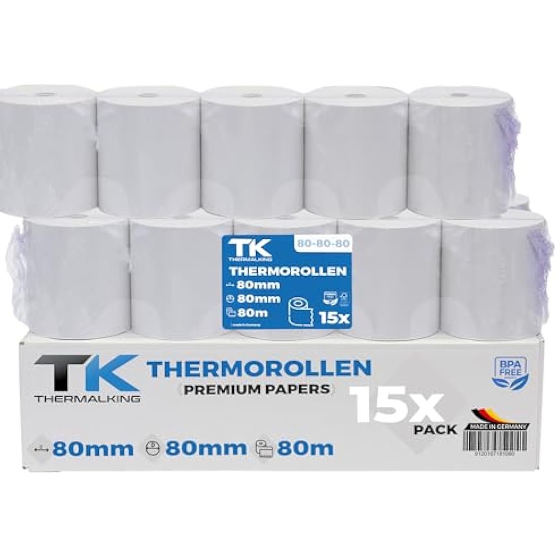 Jolof Store Premium Thermal Paper Rolls 80x80x12mm for Epson – 15 Pack