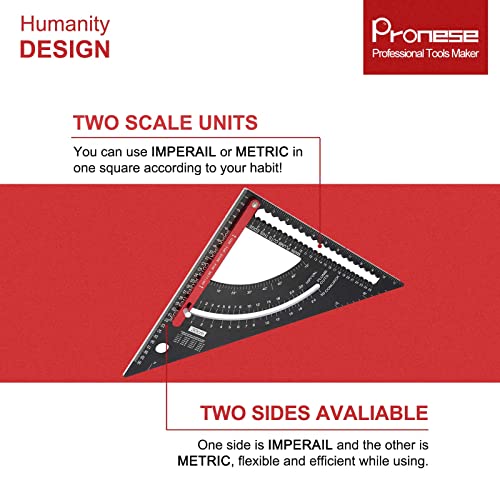 Pronese 12-Inch Adjustable Roofing Square – Aluminum Rafter Square Set