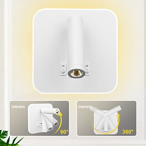 uksunvi LED Reading Lamp – 12W Wall Spotlight with USB & Type-C Ports