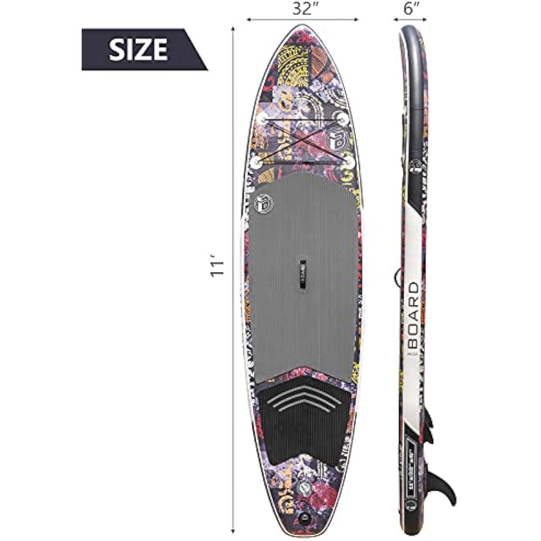 iBOARD Inflatable Stand Up Paddle Board – 11' x 32" x 6" SUP with Accessories