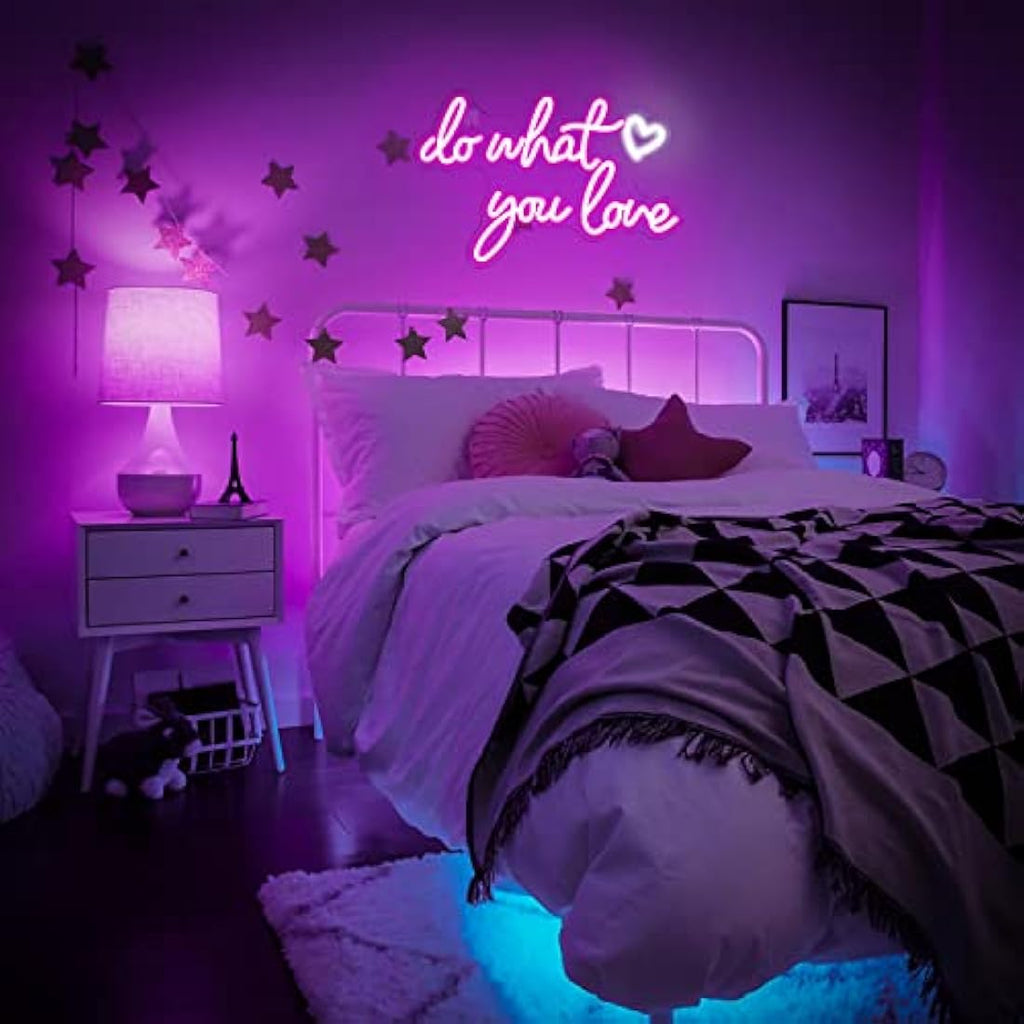 Jolof Store Do What You Love Neon Sign – Pink LED Wall Decor for Bedroom