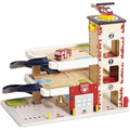 Le Toy Van Wooden 3 Storey Fire & Rescue Garage Toy Car Play Set
