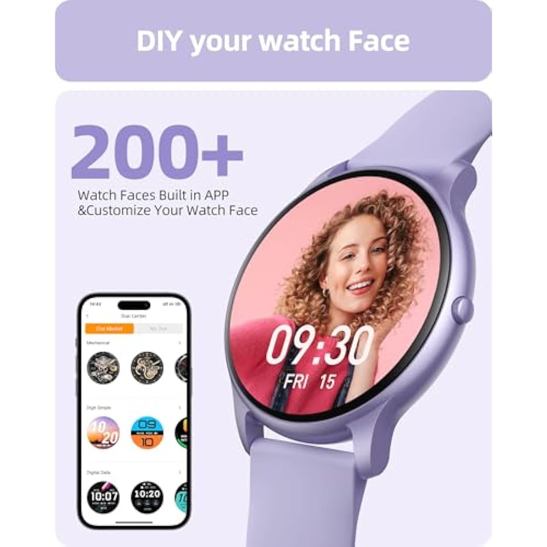 Parsonver Smart Watch with Bluetooth Call - IP68 Fitness Tracker, Purple