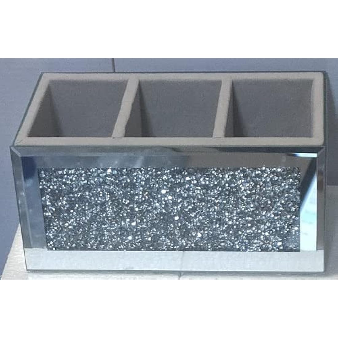 EagleWiz Crushed Diamond Makeup Organiser | 3 Compartment Brush Holder