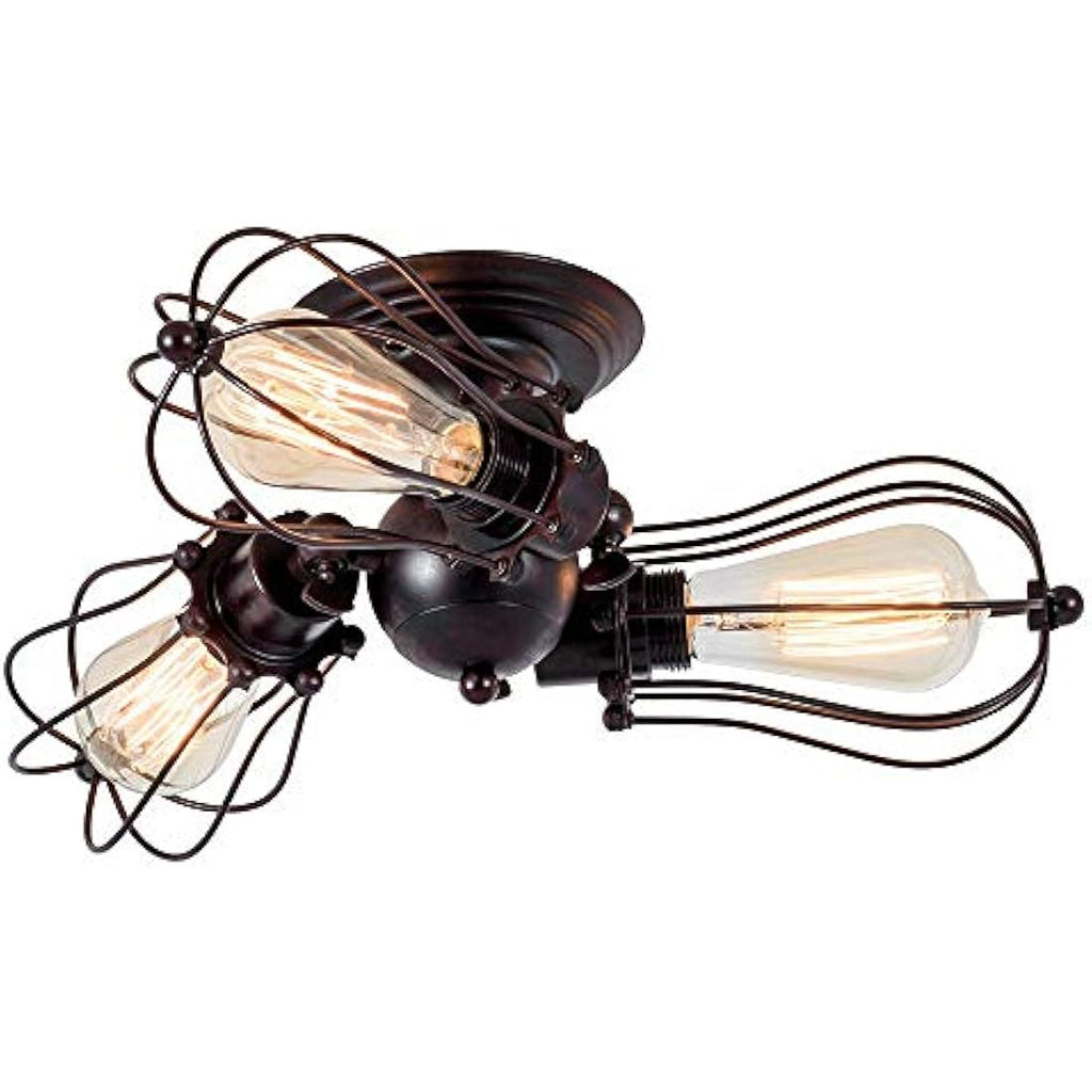 Jolof Store Industrial Vintage Wire Cage Ceiling Light – Rust Metal