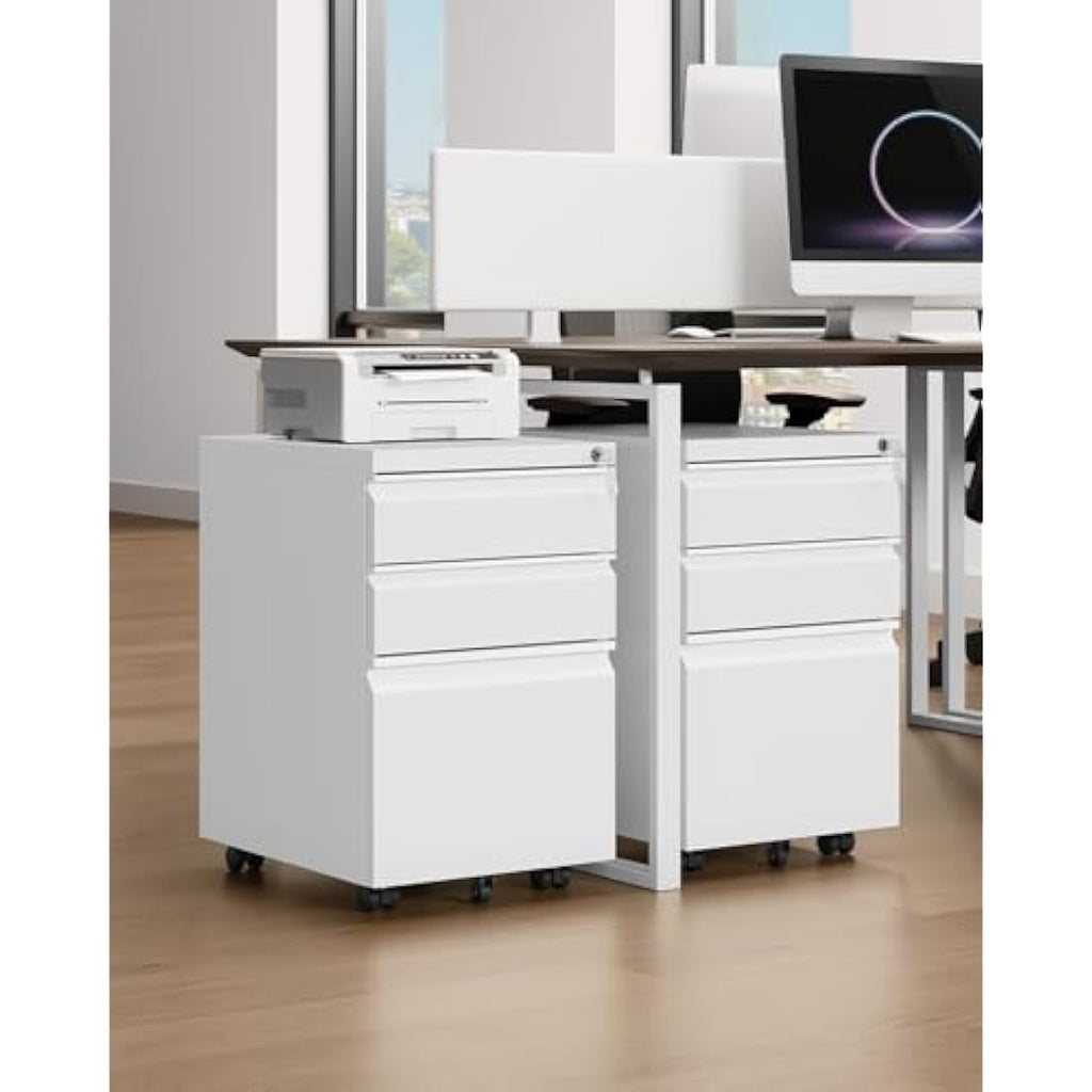 YITAHOME 3-Drawer Mobile File Cabinet | Lockable Steel Under Desk Storage