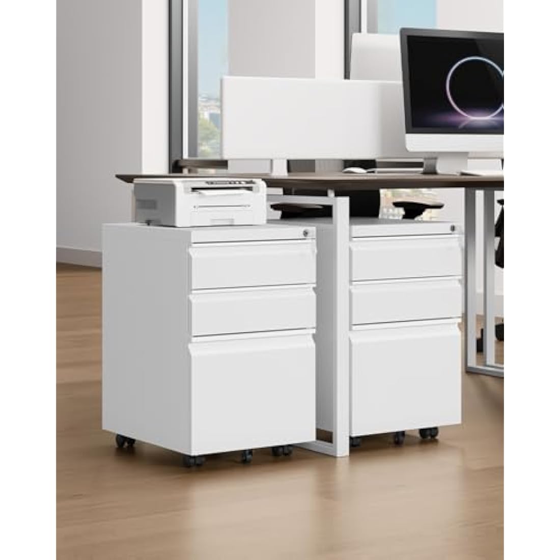 YITAHOME 3-Drawer Mobile File Cabinet | Lockable Steel Under Desk Storage