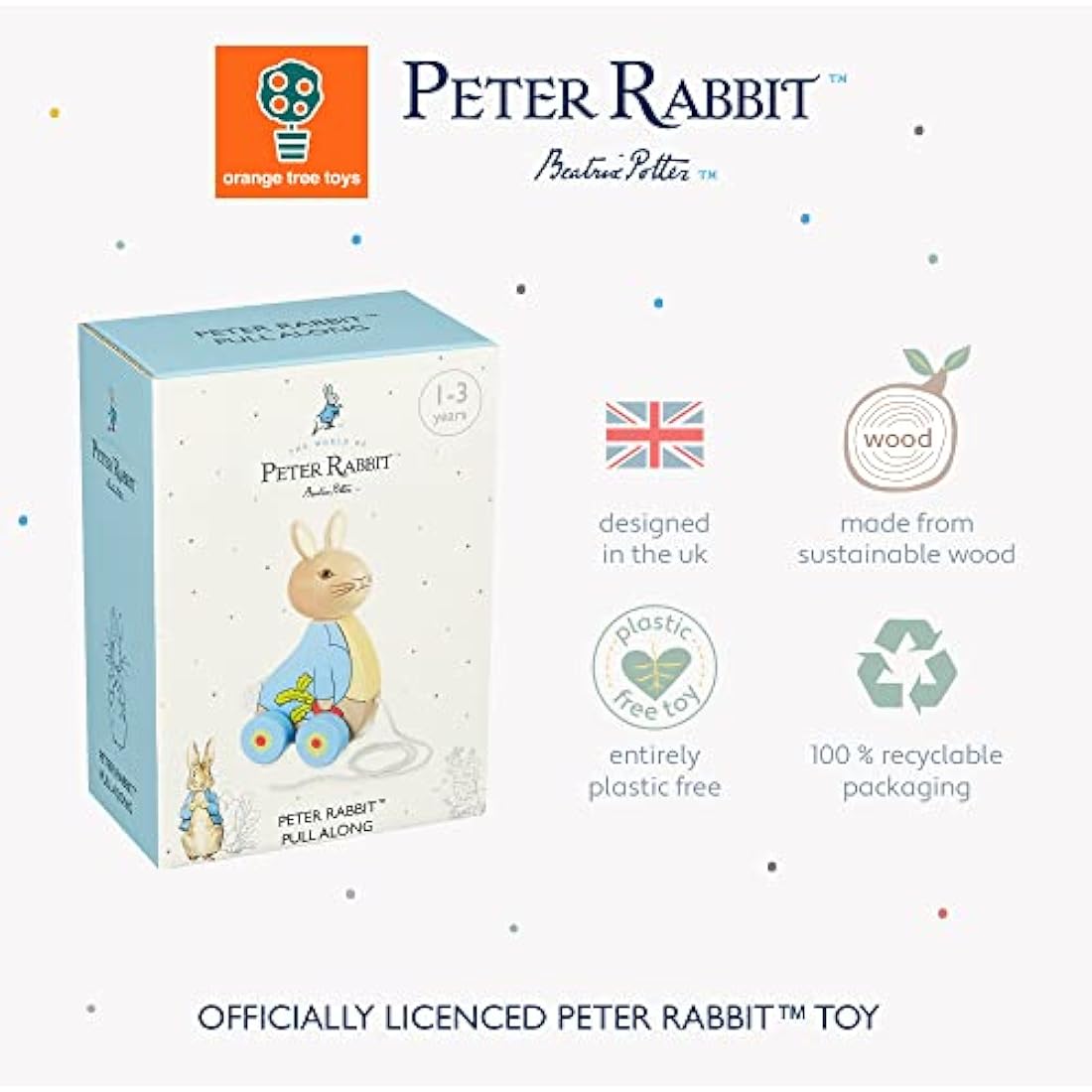 Orange Tree Toys Peter Rabbit Wooden Pull Along Toy – Toddler Gift