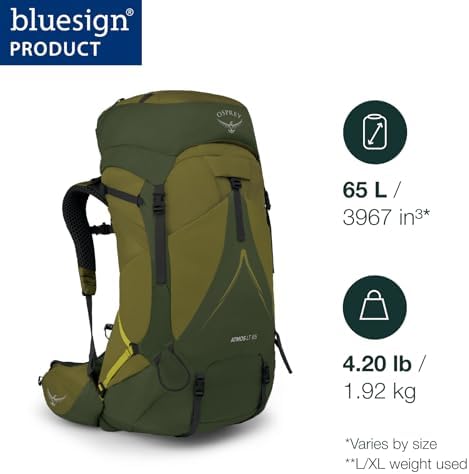 Osprey Atmos AG LT 65 Men's Hiking Backpack – 65L Trekking Pack