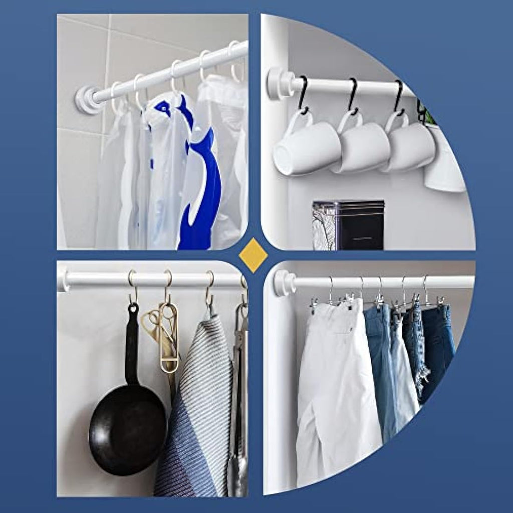 Stainless Steel Tension Shower Curtain Pole, 83-130cm, White