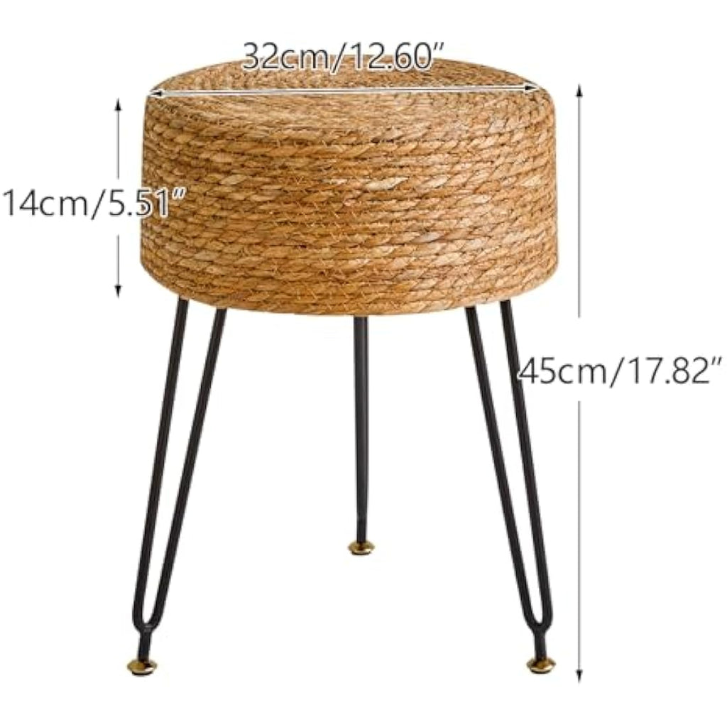 Jolof Store Natural Seagrass Footstool – Handwoven Vanity Makeup Stool