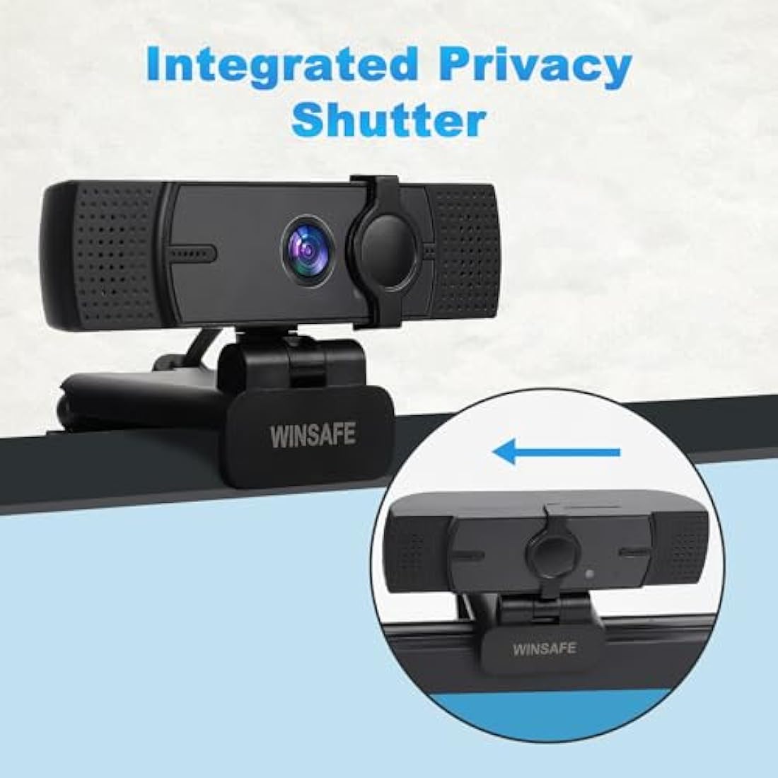 WINSAFE 4K UHD Webcam | AI Auto Focus & Dual Noise-Canceling Mics