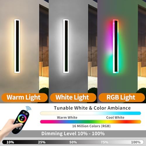 Mikeru 100CM RGB Outdoor Wall Light – 2Pack Dimmable IP65 LED Sconces