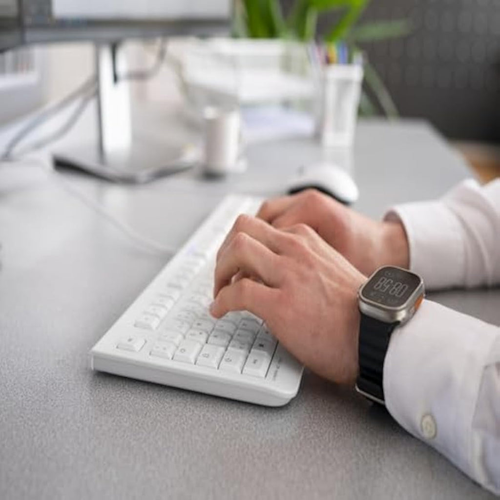 CHERRY KC 1000 Wired Keyboard | Full-Size Quiet Office Keys | White-Grey