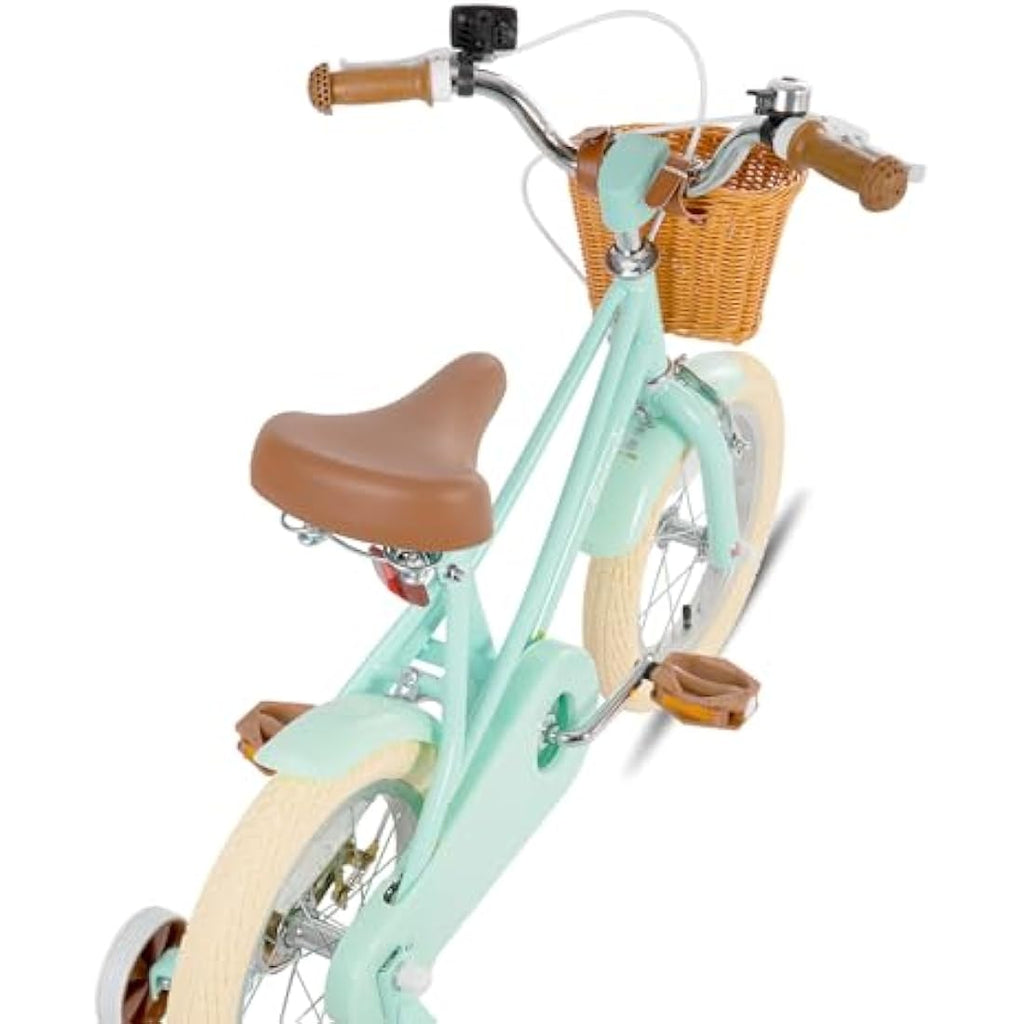 STITCH Girls Bike with Training Wheels and Basket - 14 Inch Kids Bicycle