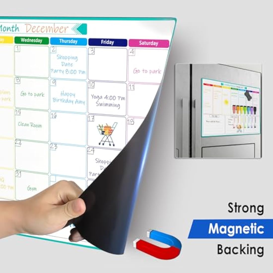 Magnetic Monthly Planner - A3 Dry Erase Fridge Whiteboard