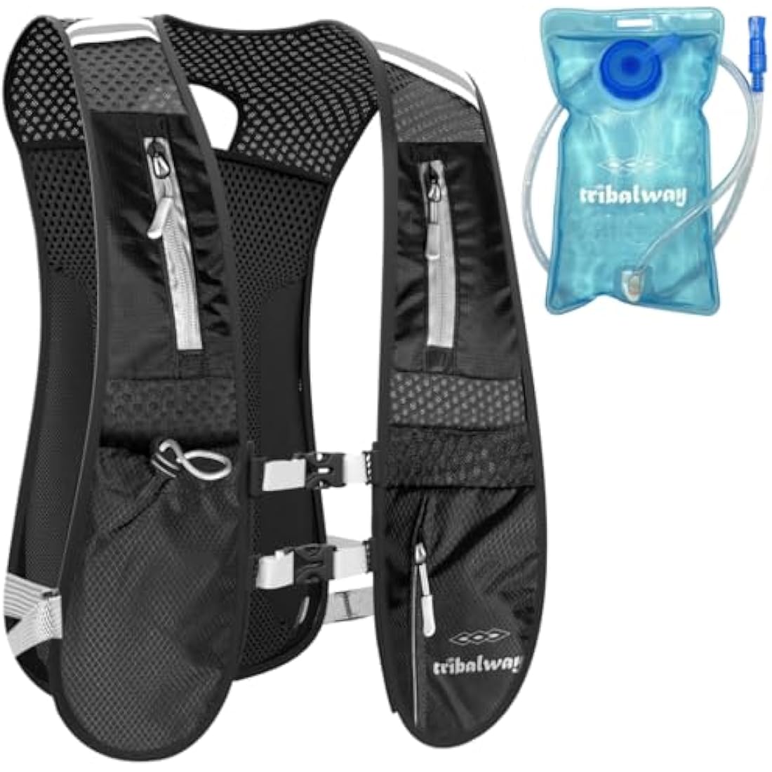 Tribalway Running Hydration Vest with 1.5L Water Bladder – Black