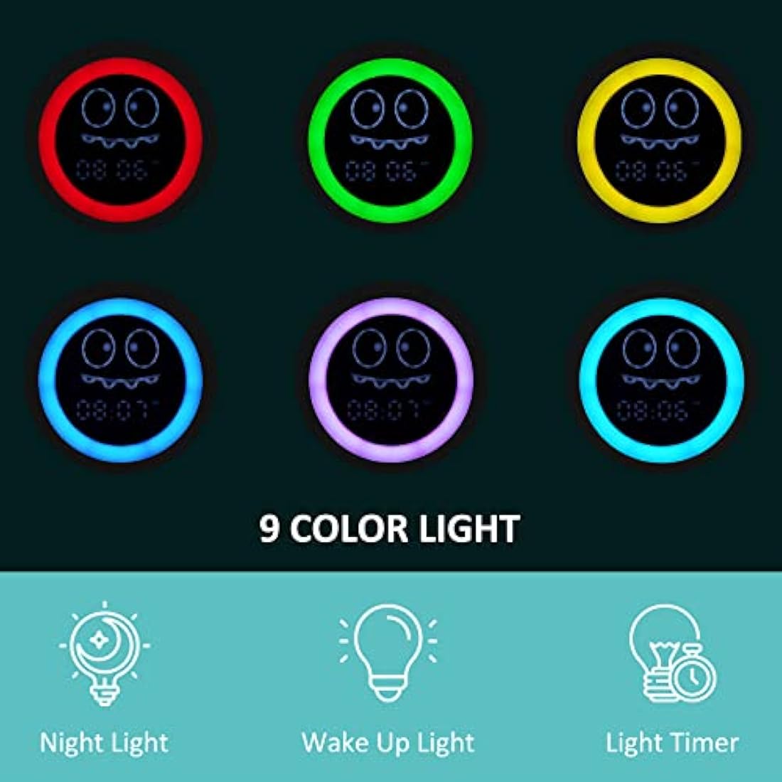 Jolof Store Kids Sleep Training Alarm Clock with Night Light - Green