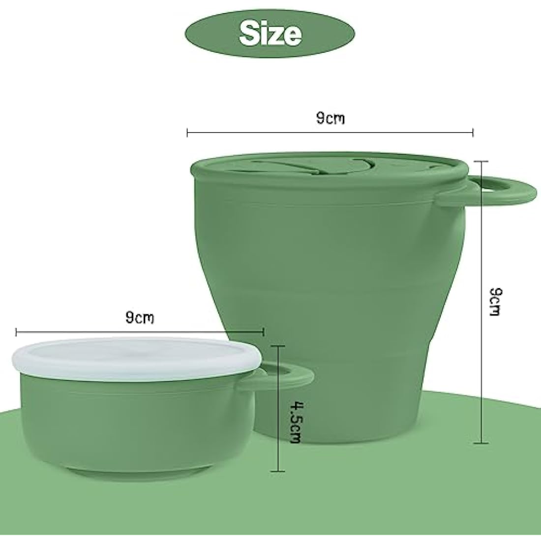 Vicloon Collapsible Silicone Baby Snack Cup – Spill-Proof Pot (Green)