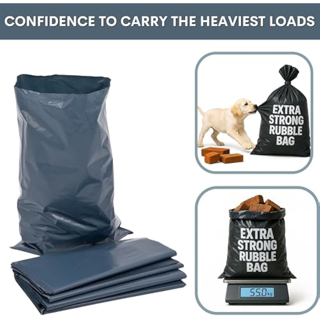 Calzette Heavy Duty Rubble Sacks – 100μm Thick Garden Waste Bags, 40L